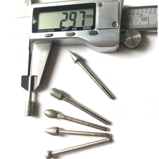 Bộ 6 đầu mài phủ kim cương 6mm cán 3mm