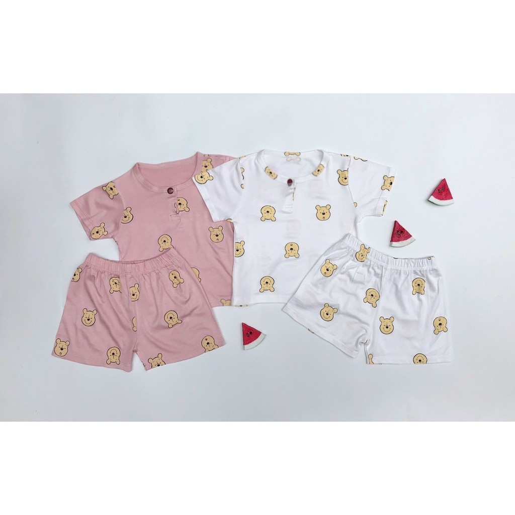 Bộ cộc tay hình gấu, chất thun lạnh cho bé QATE244 - Namkidshop