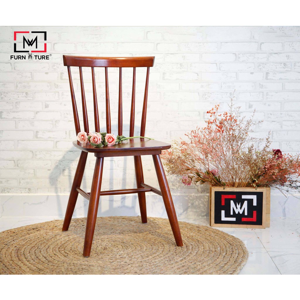 Ghế gỗ 7 nan hàn quốc màu nâu đậm thương hiệu MW FURNITURE - Nội thất căn hộ