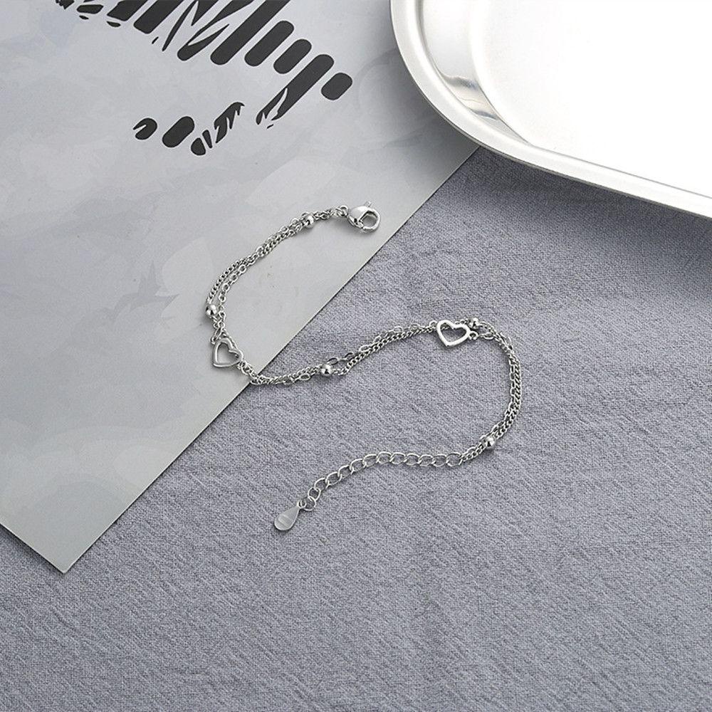 Vòng Tay Mạ Bạc 925 Mặt Hình Trái Tim Thanh Lịch Cho Nữ