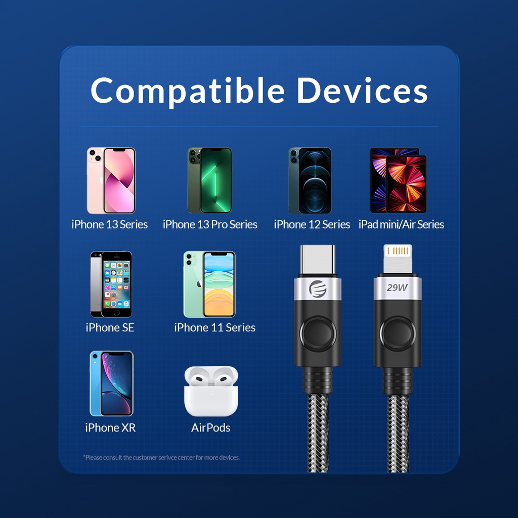 Orico Dây Cáp Sạc Nhanh USB Loại C 20W 6FT Cho iPhone 14 / 13 / 13 Pro / 12 / 12 Pro / 12 Pro Max / 11 / Xs Max / XR