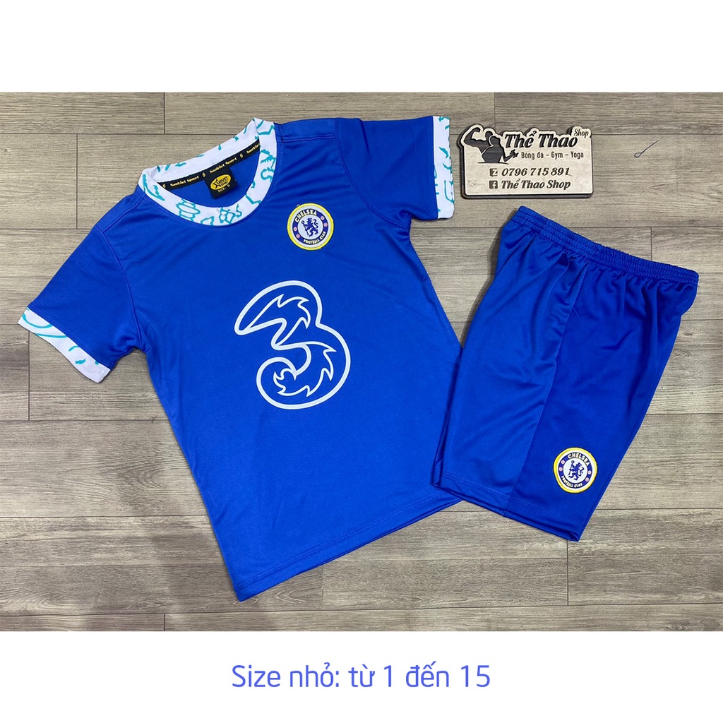 Áo bóng đá trẻ em Chelsea xanh 2023 - bộ thể thao bé trai bé gái vải thun lạnh (13-85kg)