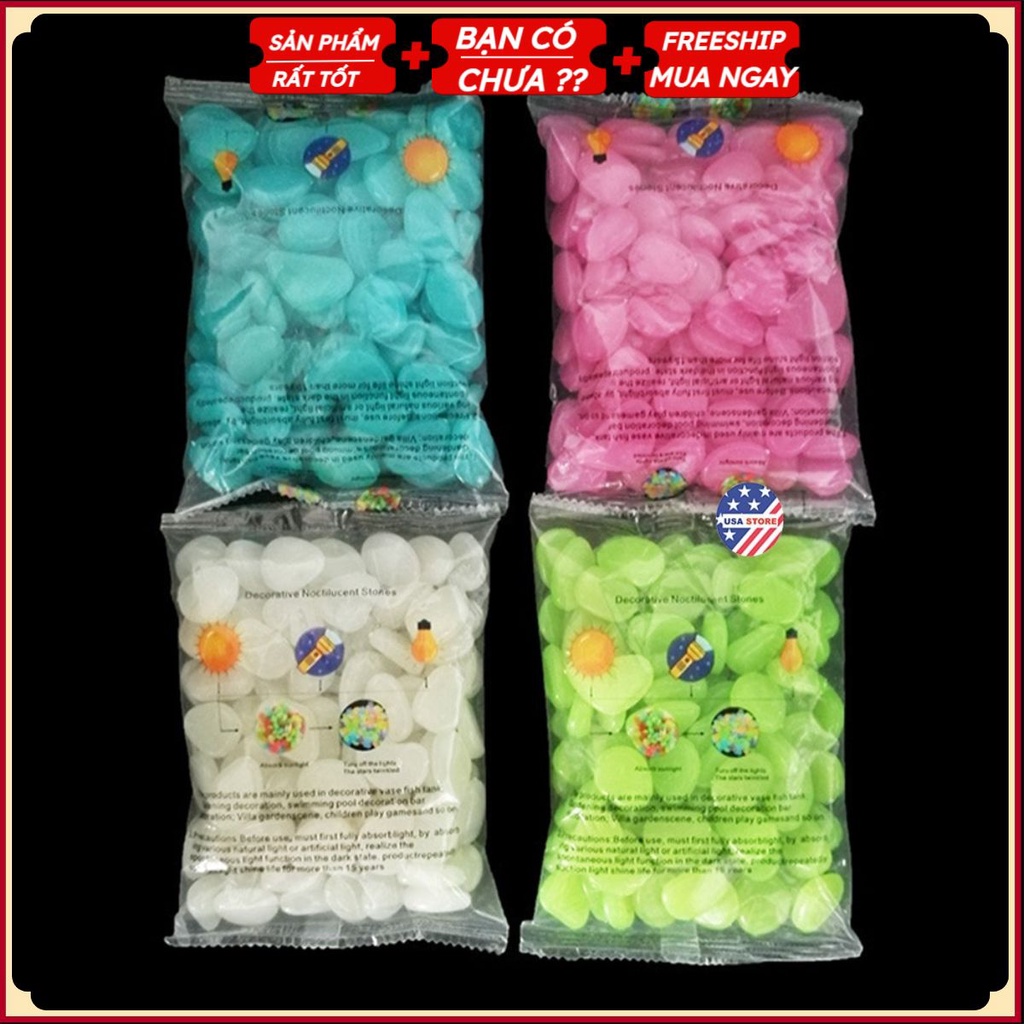 Bịch ~100 Viên Đá Phát Sáng Trang Trí Chậu Cây Ngày Tết - Trang Trí Bể Cá (220Gr Bịch Khoảng 100 Viên)