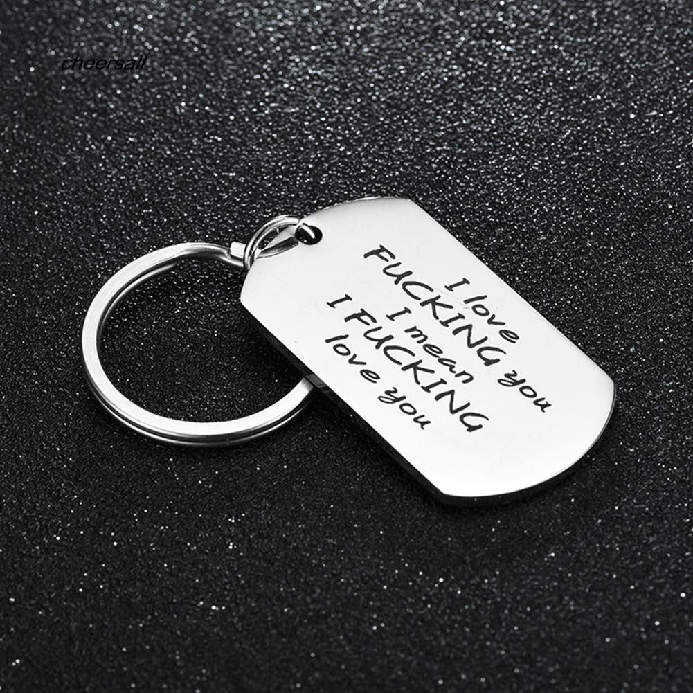 Móc khóa cặp tình nhân khắc chữ " I fucking Love You Dog tag "