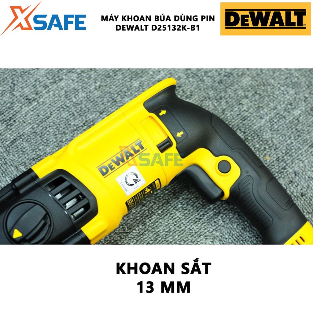 Máy khoan bê tông cầm tay DEWALT D25132K-B1 Máy khoan búa 2 chức năng công suất 710W, khoan sắt 13mm, khoan gỗ 30mm
