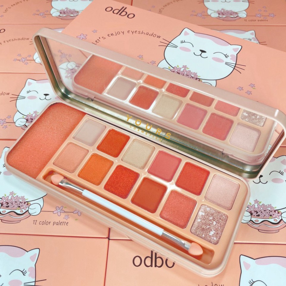 [Auth Thái] Bảng Phấn Mắt Tông Cam Đào Odbo Enjoy Eyeshadow Có Nhũ OD297 No.02 U30