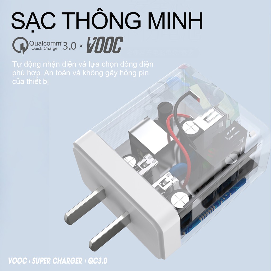 Bộ sạc nhanh 18w FENGZHI FC273 QC3.0 gồm củ sạc và dây cáp sạc type C micro