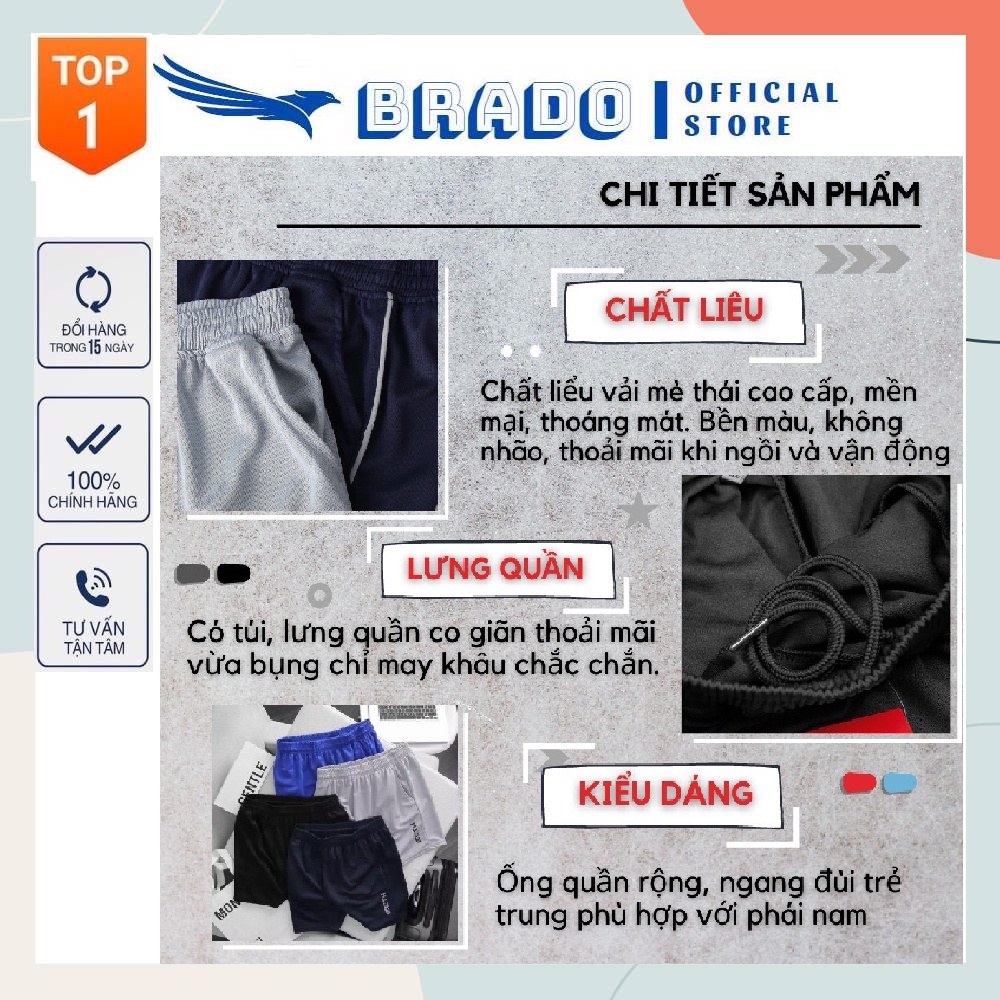 Quần short nam, quần đùi nam 𝐄𝐂𝐇𝐓 thể thao chạy bộ, tập gym chất thun lạnh co giãn 4 chiều