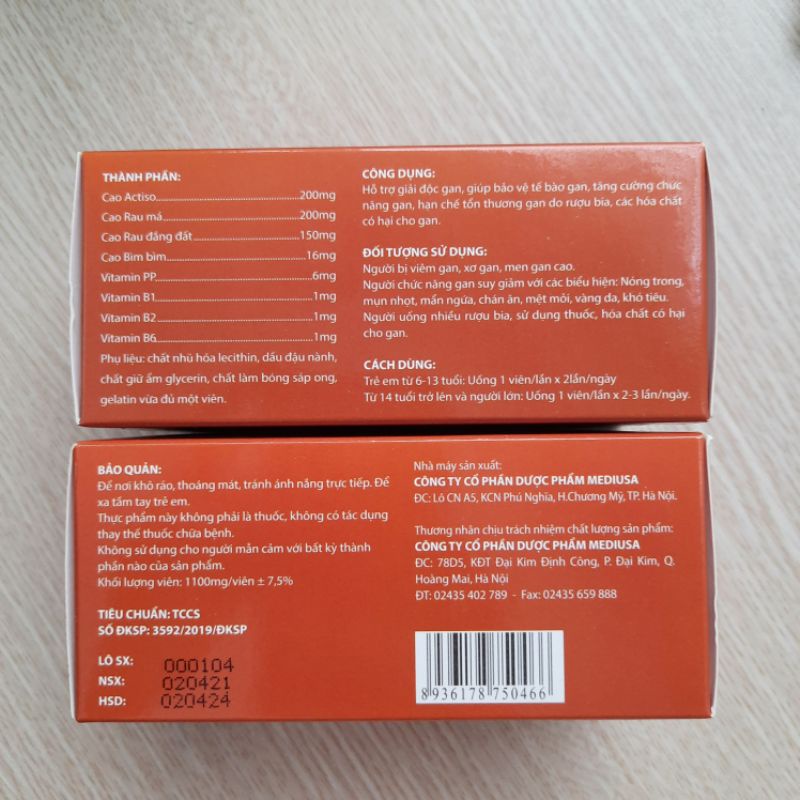 Viên uống giải độc gan BOGAN ACTISONIC_Giúp tăng cường chức năng gan, bảo vệ gan_Hộp 50 viên