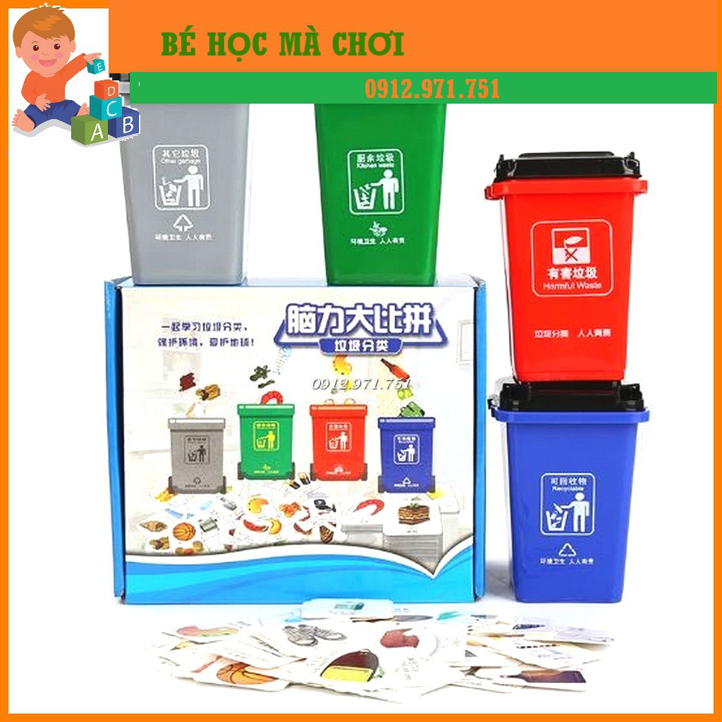 Bộ thùng rác đồ chơi – tập cho bé phân loại rác thải [ORDER]