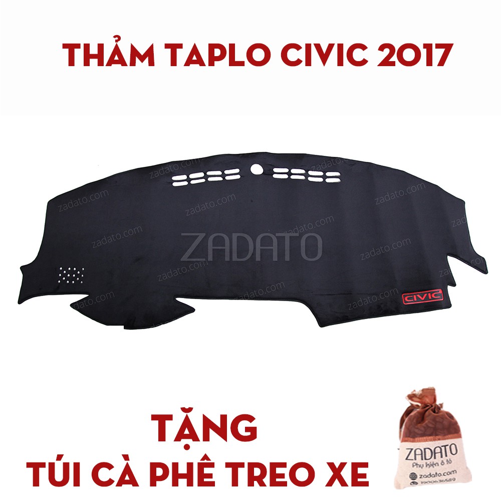 Thảm Taplo Honda Civic - Thảm Chống Nóng Taplo Lông Cừu - TẶNG: Túi Cafe Treo Xe