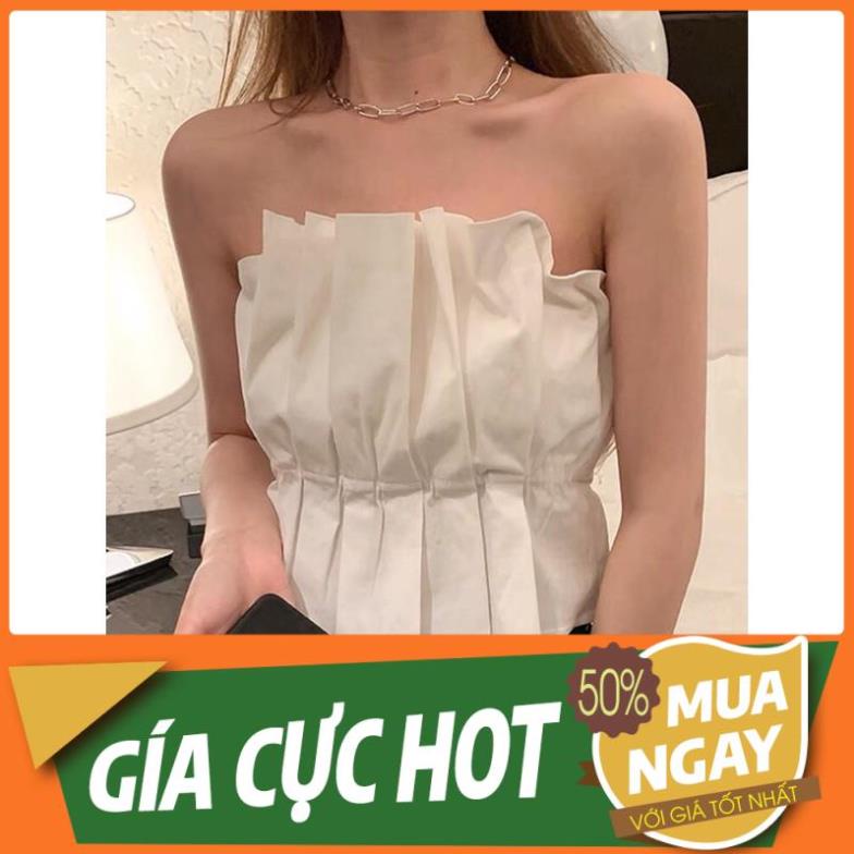 ƯU ĐÃI. QUẢNG CHÂU ODER CHÍNH HÃNG TẬN GỐC áo nữ crotop cúp ngực xếp ly trắng quảng châu HOT HOT