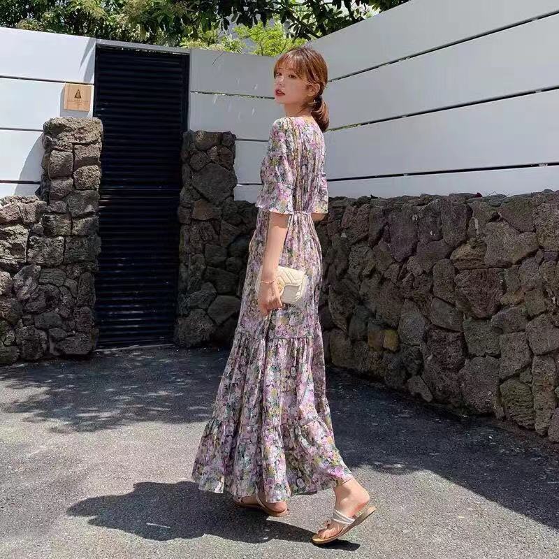 2021 NEW ARRIVAL ready stock french style dress Floral skirt women fashion clothes