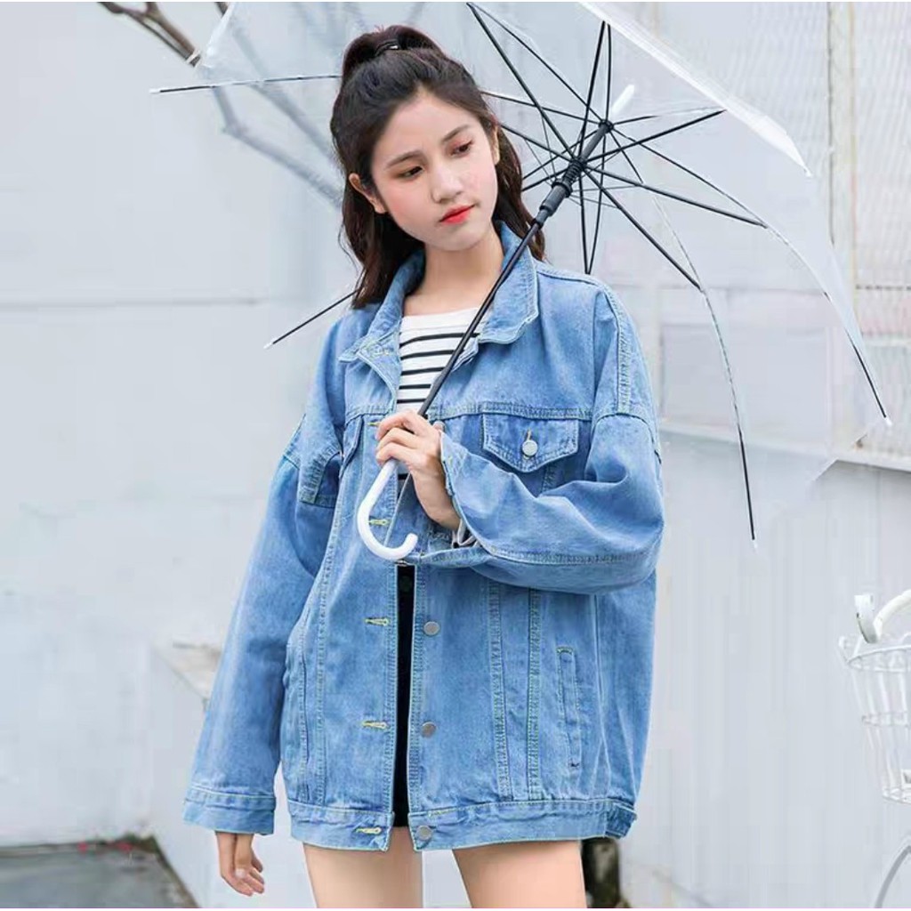 Áo Khoác Jean Bò Nam Nữ BASIC Xanh Đen Trơn Unisex