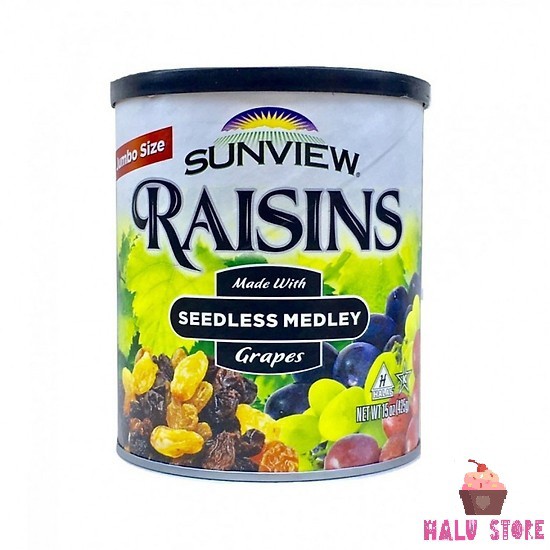 [HÀNG CHUẨN LOẠI NGON] Nho khô Sunview Raisin Mỹ hộp 425 gram