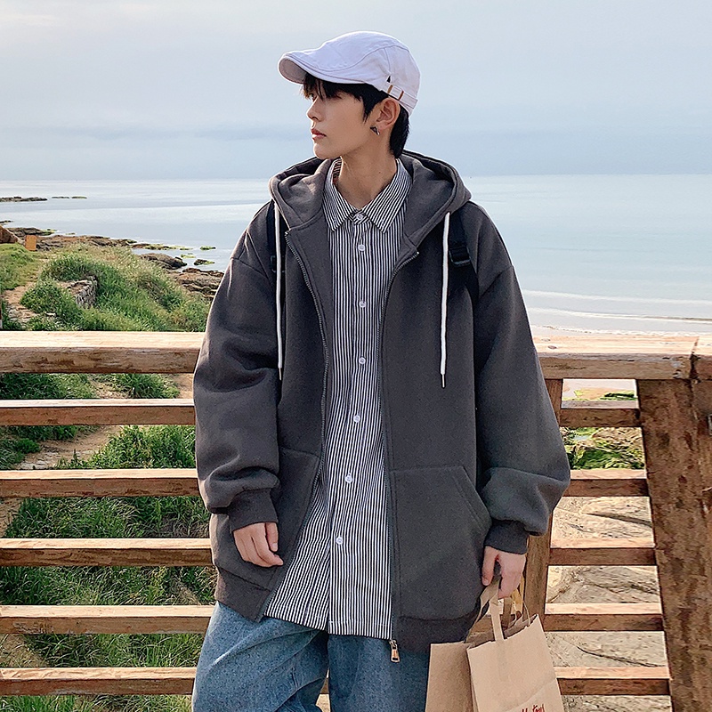 Áo khoác cardigan IFNICEFUTURE dáng rộng phong cách Hong Kong có mũ đội đầu cá tính