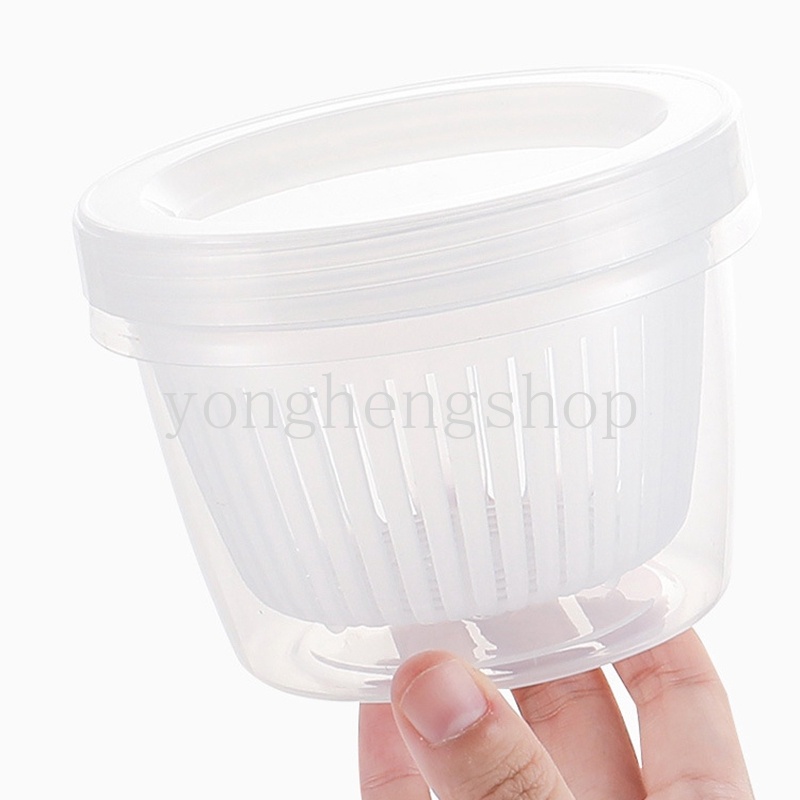Hộp Nhựa Tròn Trong Suốt Có Nắp Đựng Hành Tỏi Bảo Quản Tủ Lạnh