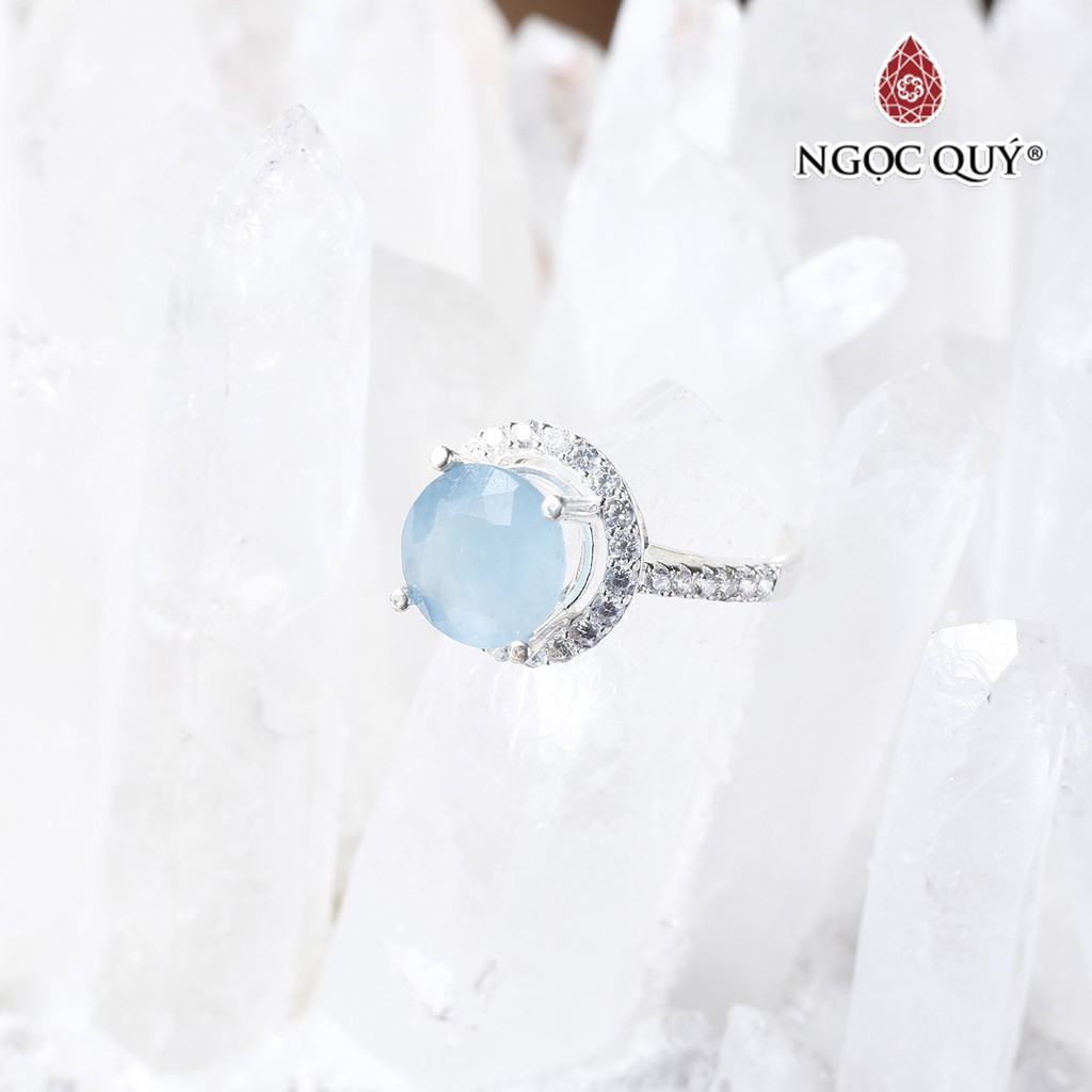 Nhẫn bạc nữ đính Aqmr cao cấp - Ngọc Quý