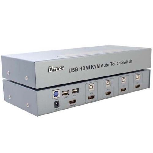 Bộ chuyển tín hiệu DTECH DT-8141 tự động 4 HDMI/USB/KMV ra 1 (Xám) - Phụ kiện 1986