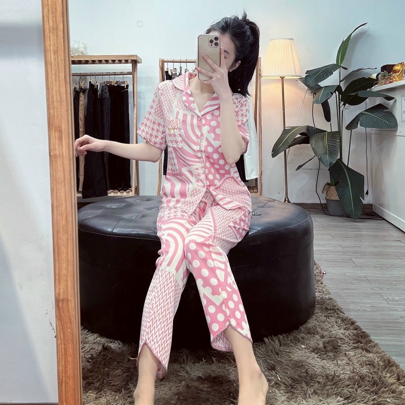 BỘ PIJAMAS LỤA HOẠ TIẾT HÀNG THIẾT KẾ CAO CẤP