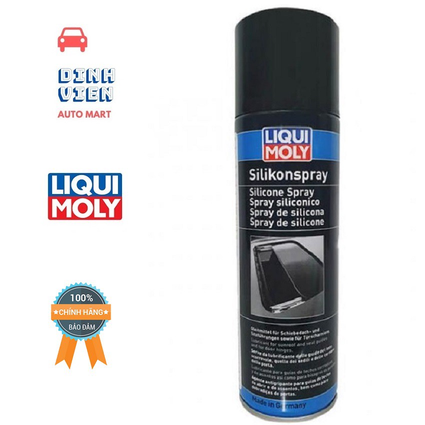 Chai xịt silicon bôi trơn bảo dưỡng cao su, nhựa Liqui Moly Silicon-Spray 3310 (300ml) không chứa dầu khoáng và mỡ.