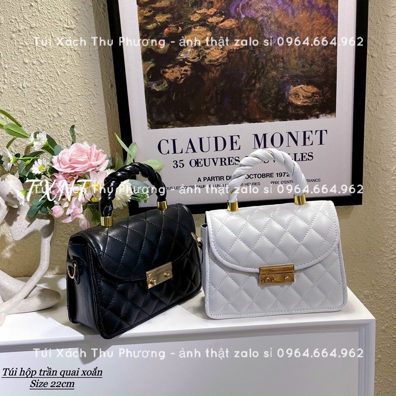 Túi đeo chéo, cầm tay trần ô quai xoắn hình hộp, khoá bấm kiểu dáng thời trang hàn quốc (hàng chuẩn hình)