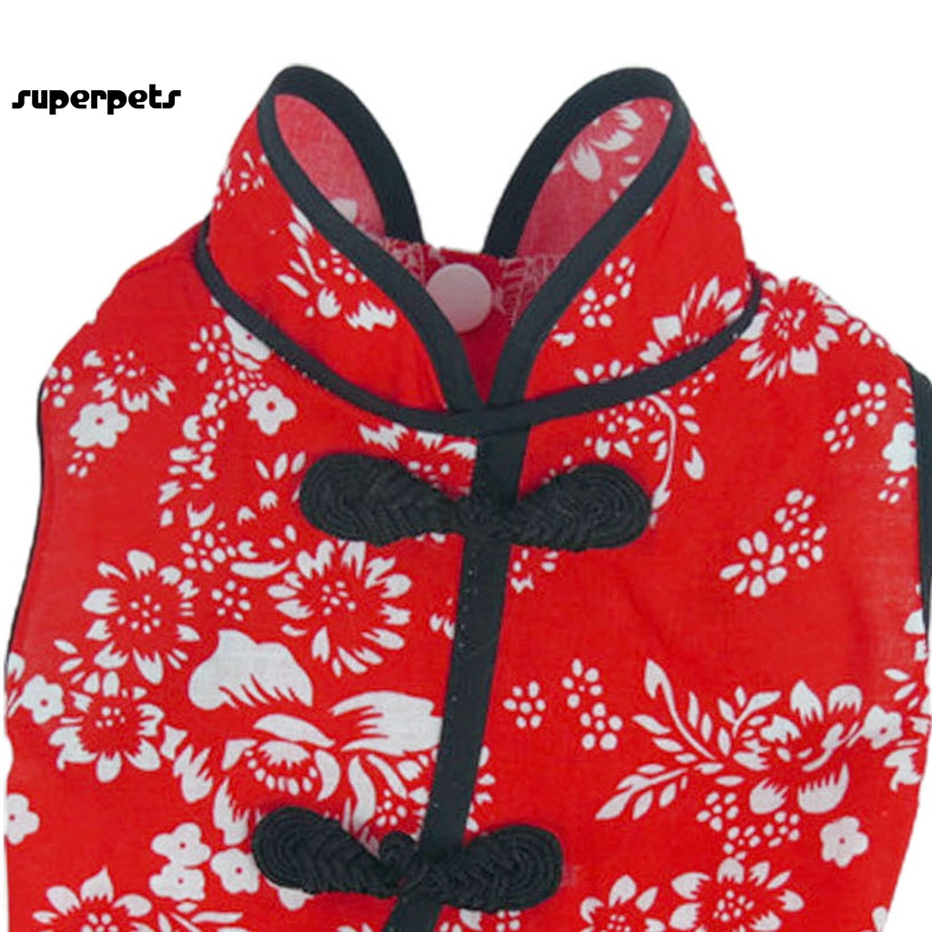 Bộ sườn xám hình chú chó thời trang mùa xuân có thể giặt được