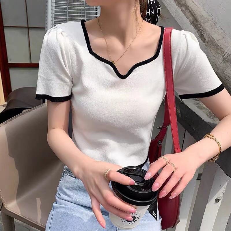 - PH - ÁO CỔ V PHỐI VIỀN TRẺ TRUNG XINH SẮN - PH -