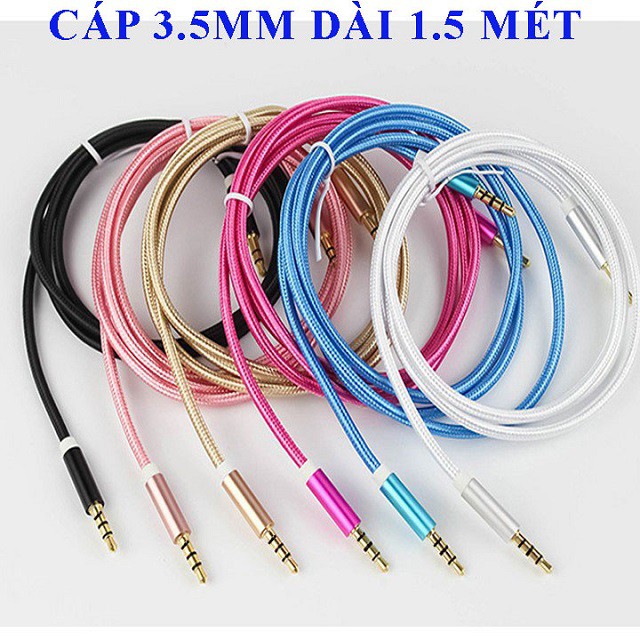 Dây AUX nối loa và các thiết bị điện thoại máy tính, amply, laptop, Jack chân tròn cáp 3 5 mm 2 đầu dây dù chống đứt