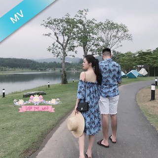 Sét đồ đôi đi du lịch tuần trăng mật đi biển ( áo nam +váy jum ngực) .