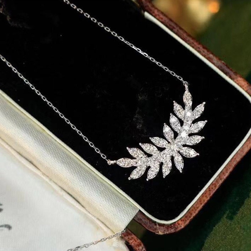 Vòng cổ Bạc 925 Mặt Lông Vũ Đính Đá Zircon Thời Trang