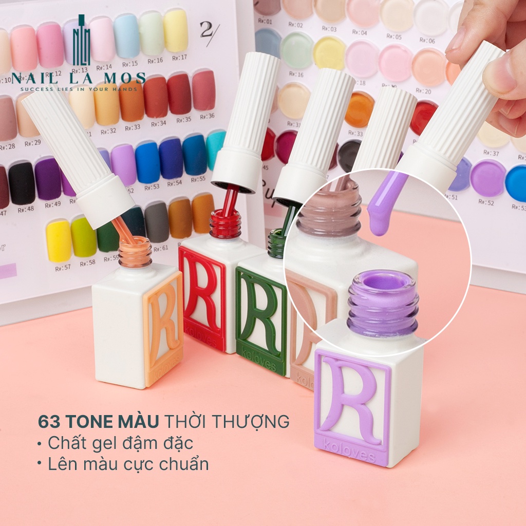Set sơn gel R-Koloves chính hãng 63 màu - Chất gel đậm đặc, phong cách Hàn Quốc