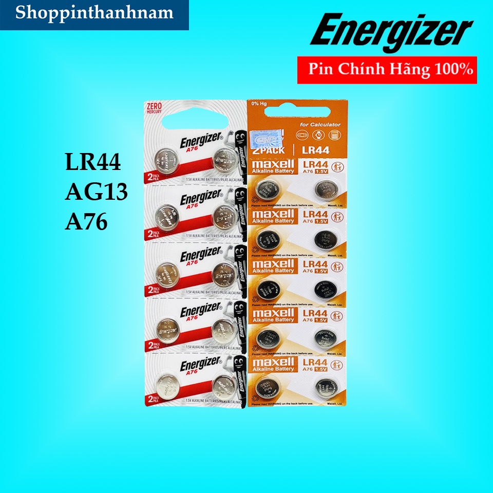 Vỉ 10 Viên Pin LR44 Panasonic / Energizer / Maxell Chính Hãng Thay Máy Tính Casio