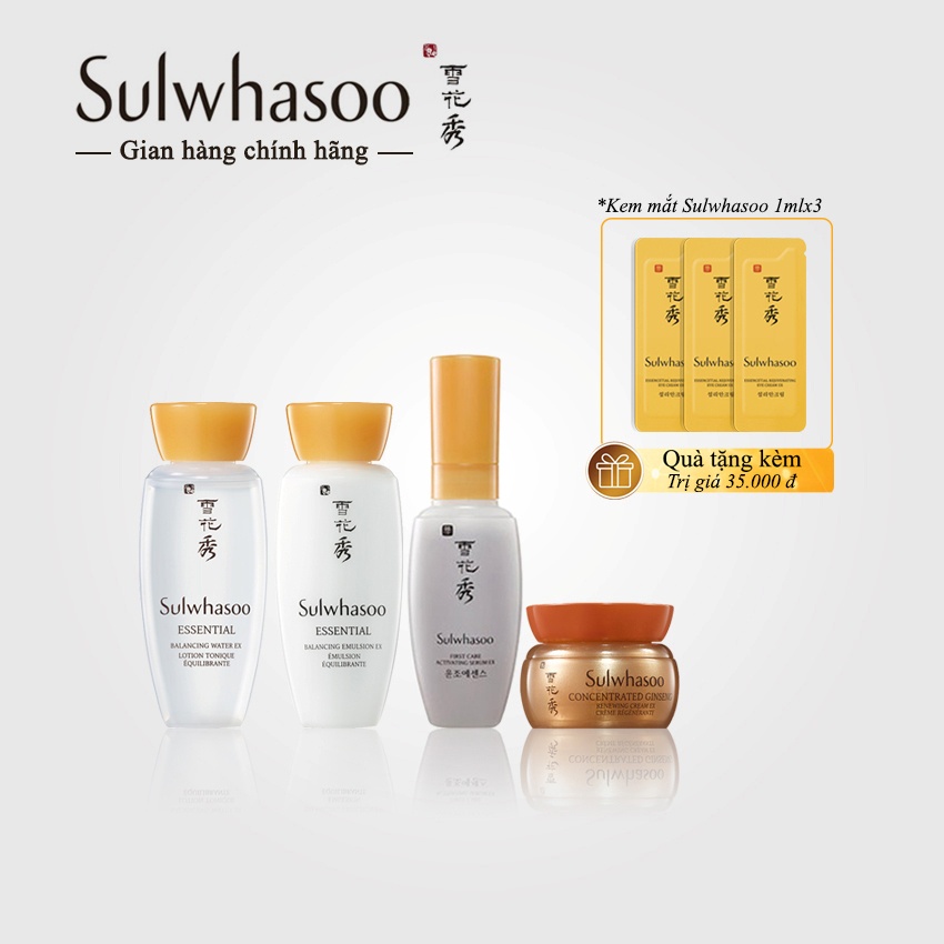 Bộ dưỡng da Sulwhasoo Basic Kit Mini Set 4 sản phẩm 443ml- Set Sulwhasoo; Bô Sulwhasoo 4 sản phẩm