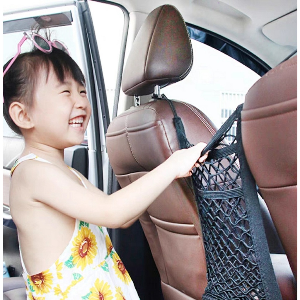 Túi Lưới Đựng Đồ 3 Ngăn Treo Sau Ghế Xe Hơi Tiện Dụng