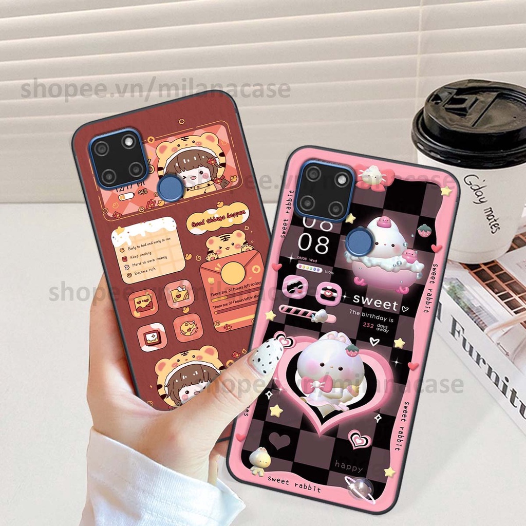 Ốp Realme C12 / C15 hình đồng hồ icon gấu mèo cute cực dễ thương ngộ nghĩnh