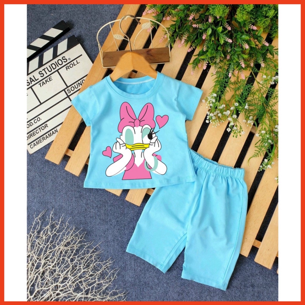 ( Khuyến mãi ) Combo 6 Bộ bé gái hình con con vịt dolna trái tim cho bé gái cho bé từ 6-28kg .BDBG51. .