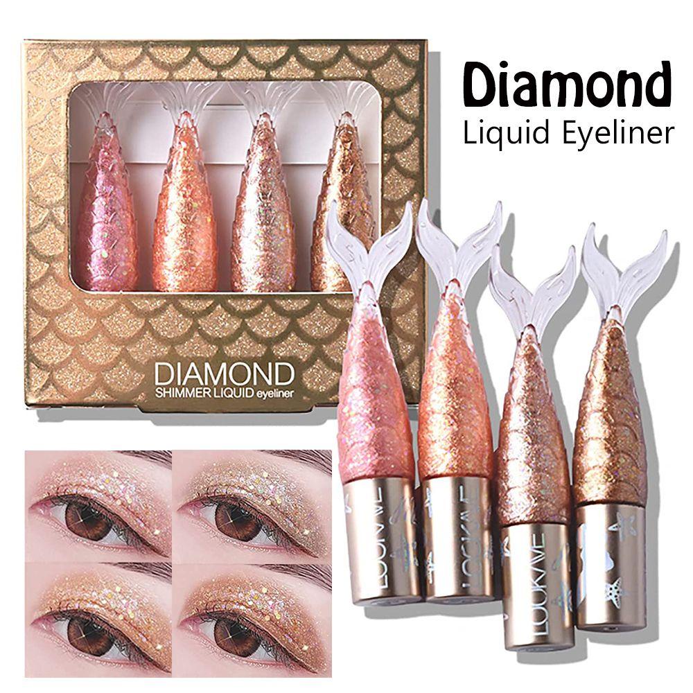 Set 4 Bút Kẻ Mắt Dạng Lỏng Chống Nhòe Lâu Trôi Thiết Kế Vỏ Hình Kim Cương Độc Đáo