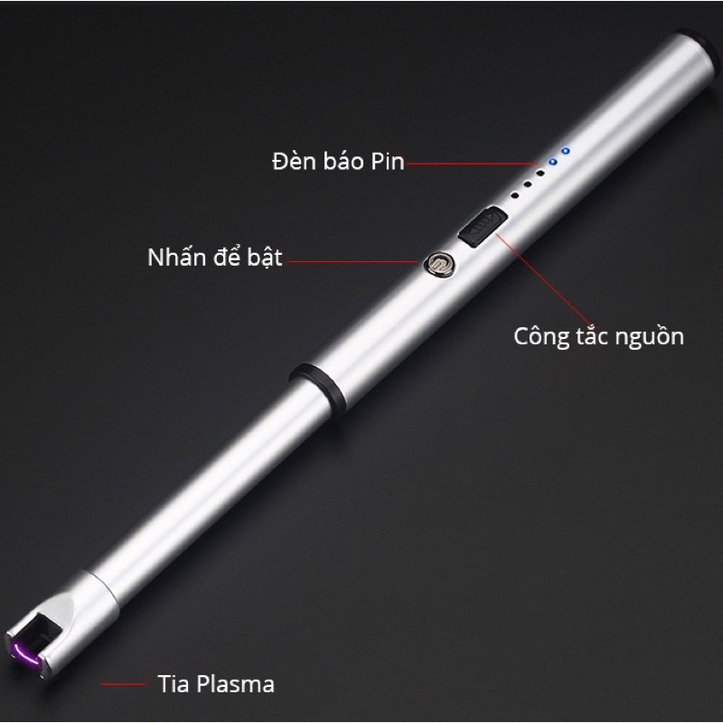 Phụ Kiện Đốt Nến Thơm Chuyên Dụng Bằng Tia Plasma - Sạc Điện Qua USB - Hiển Thị Pin