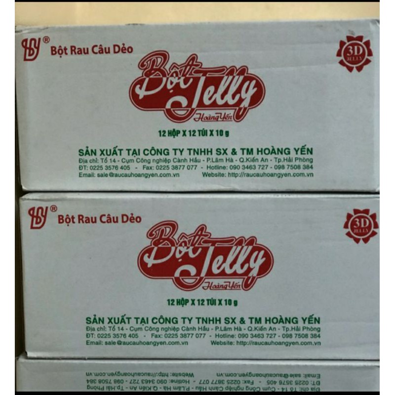 Thùng thạch rau câu dẻo Jelly Hoàng Yến 12 hộp x 12 gói