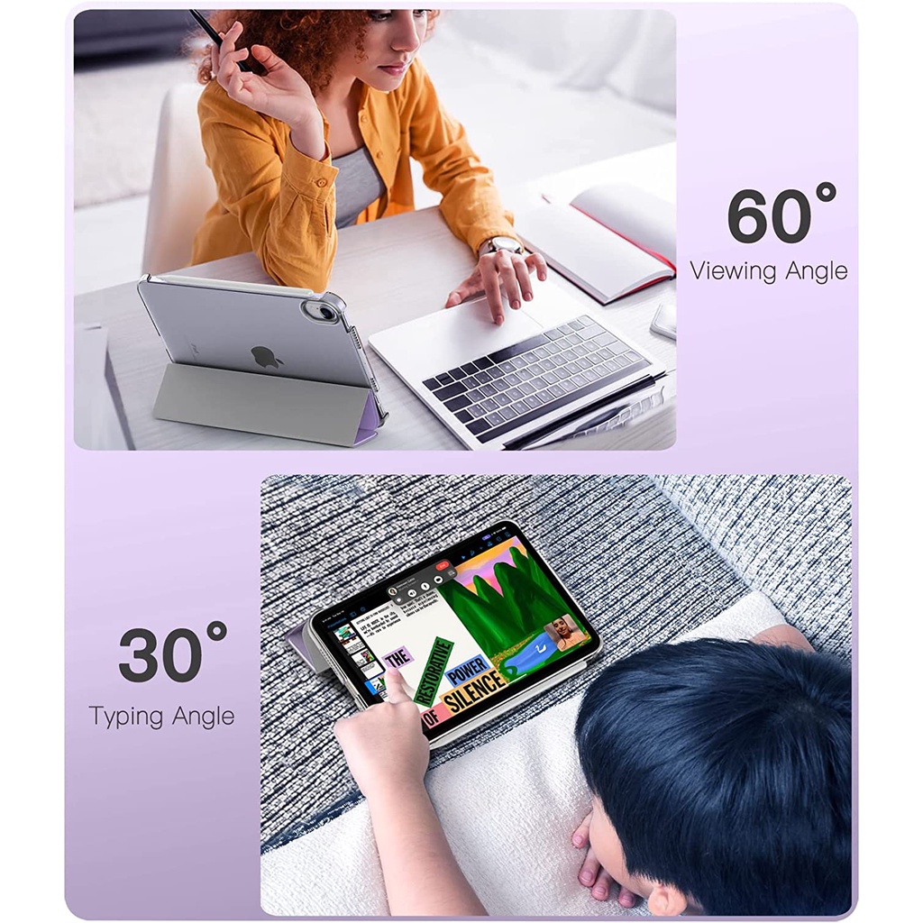 Ốp Máy Tính Bảng PC Cứng Da PU Trong Suốt Siêu Mỏng Kèm Giá Đỡ Cho New iPad Mini 6th Gen 8.3 2021