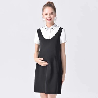 Váy Bầu Đen Giả Yếm Cổ Sen