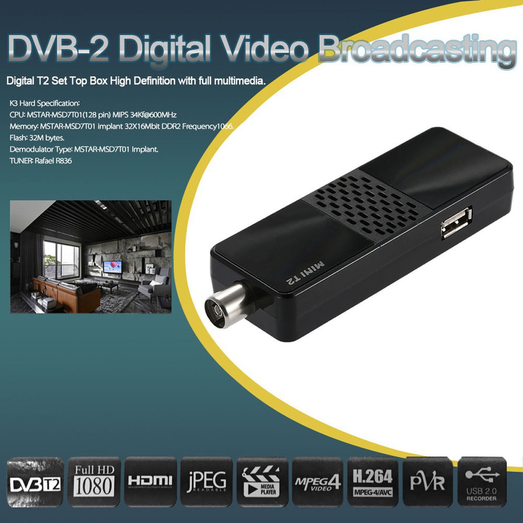 Đầu Thu Tín Hiệu Dvb-t2 Tv Box Hd 1080p Pvr Dvb T2 Mini Set-top Box Cctv