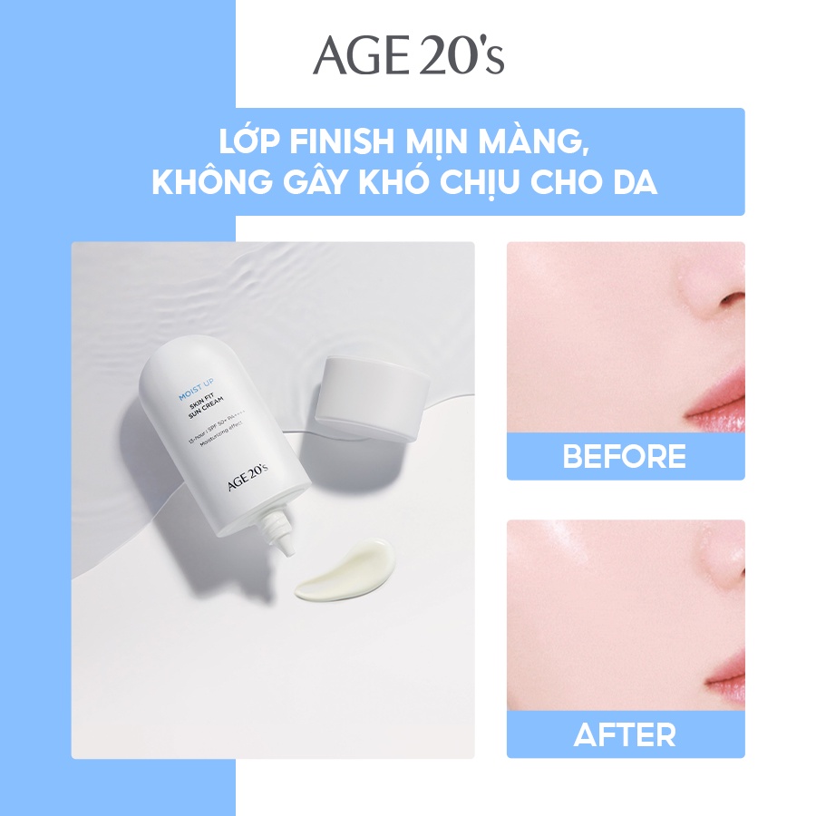 Kem Chống Nắng 13h - 3 Màng Lọc - Không Mùi - Không Nâng Tone Dưỡng Ẩm Lâu Trôi AGE 20’s Mois Up Skin Fit Sun Cream 60ml