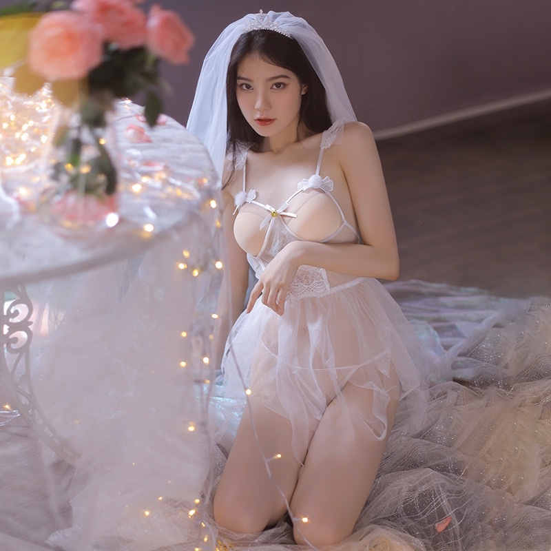 Mã FM7709 - Váy Cô Dâu Kèm Vương Miệng Gắn Đá Cao Cấp + Trang Phục Hoá Trang - Đầm Voan Quyến Rũ - Cosplay Sexy | BigBuy360 - bigbuy360.vn