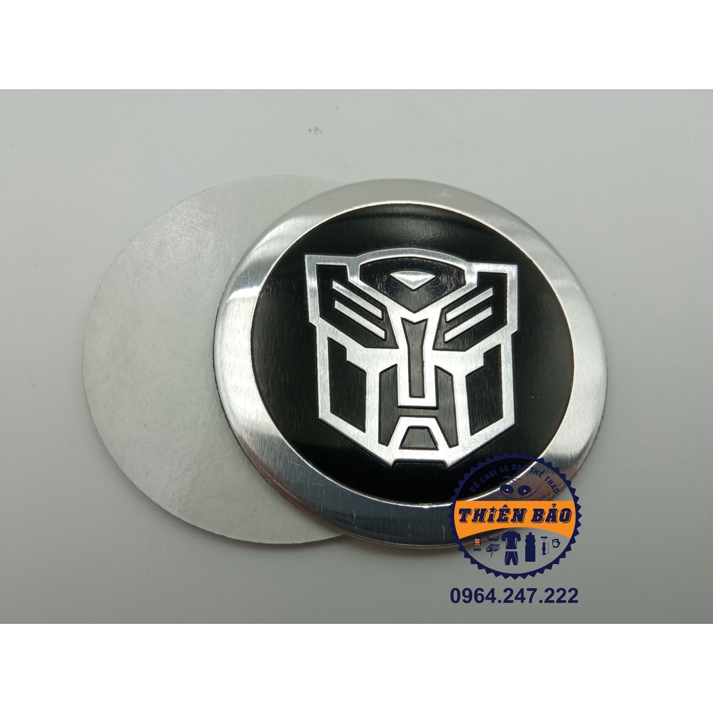 Decal nhôm dán xe, Tem dán xe Transformer Protec, logo nhôm dán xe, sticker tròn viền bạc #214