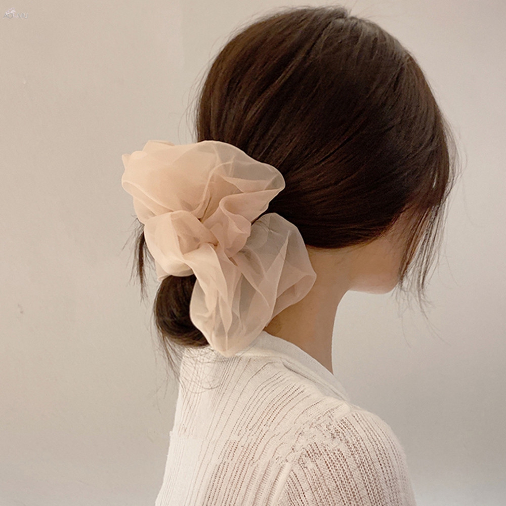 Dây buộc tóc ren màu trơn dễ thương cho nữ