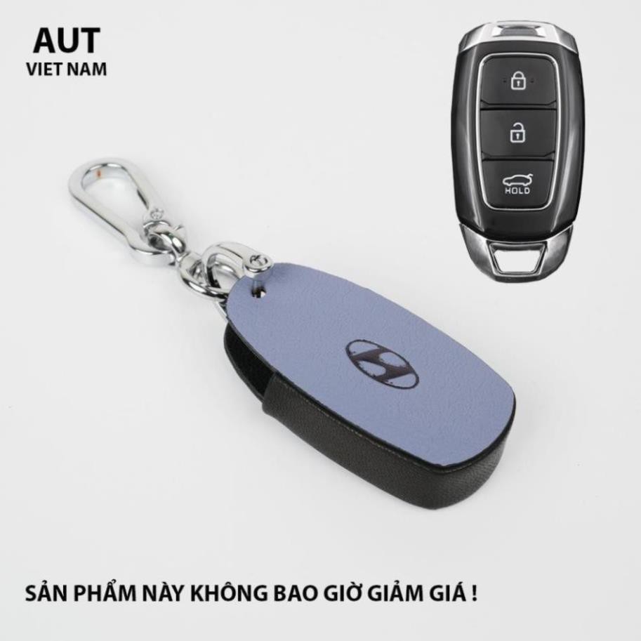 Bao da chìa khóa Hyundai 3 nút mới - handmade da bò cao cấp