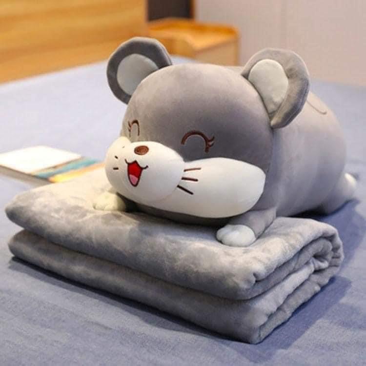 Set Chăn Gối Hình Chuột Cute Văn Phòng 2in1 Hình Dễ Thương Kèm Mền