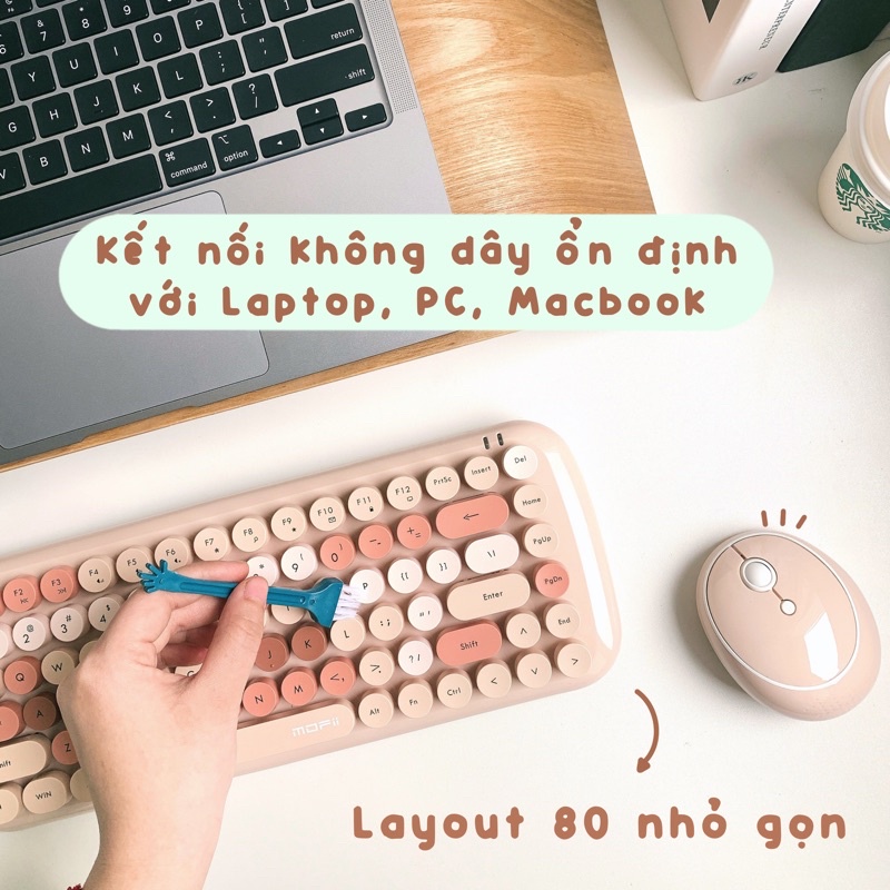 Bộ Bàn Phím Chuột Tròn Giả Cơ Không Dây Candy Mofii Dễ Thương - Tặng kèm stickers